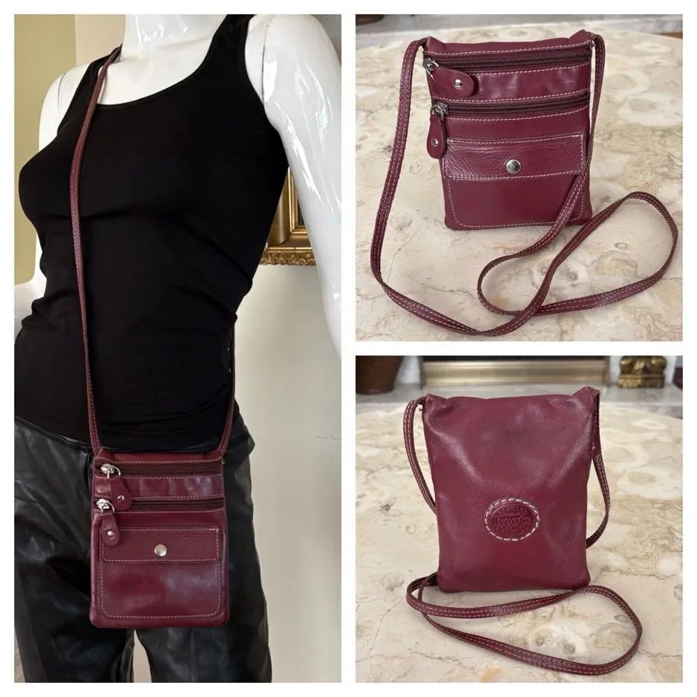 Vintage Roots Hanging Pouch Leather Crossbody Bag